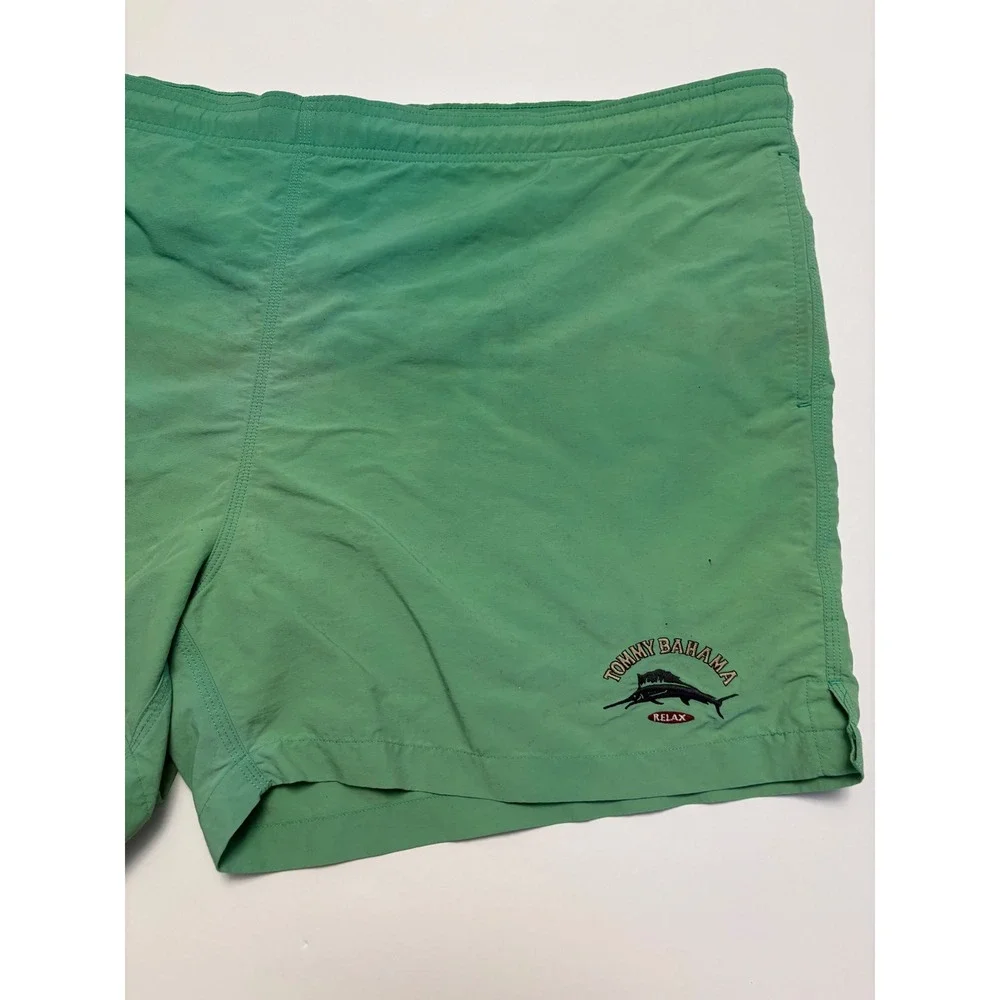 Tommy Bahama Swim Trunks Mens XL Green Marlin Logo Mesh Lined Nylon Shorts